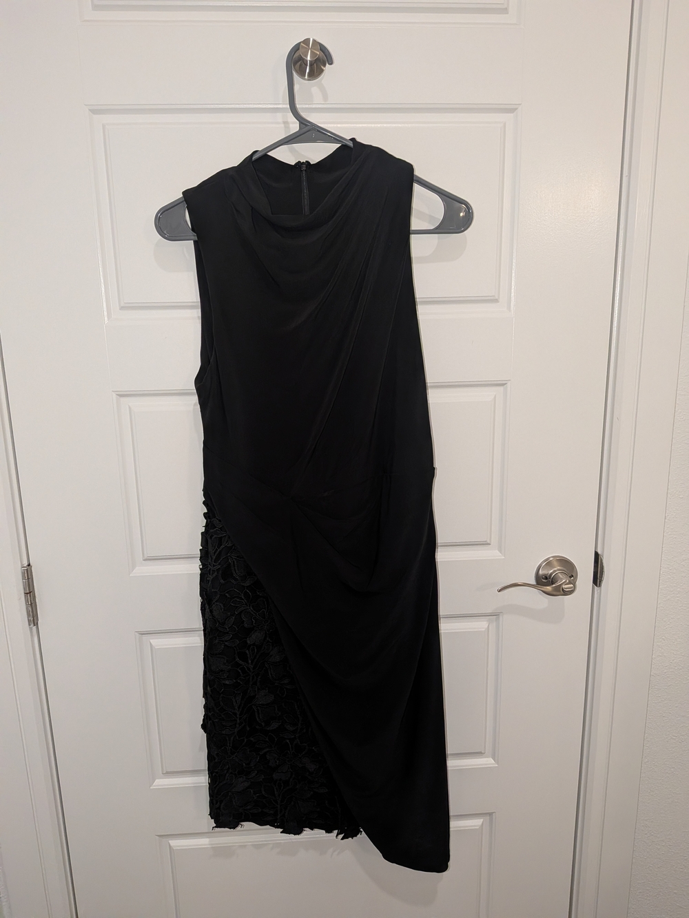 Vera Wang Black Asymmetrical Draped Sleeveless Dress
